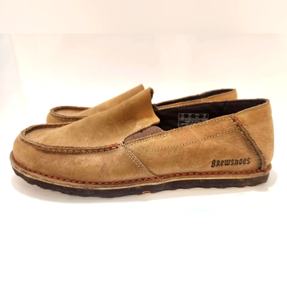Brewshoes The Dude Shoes Brown Leather Slip On Men's Sz 10